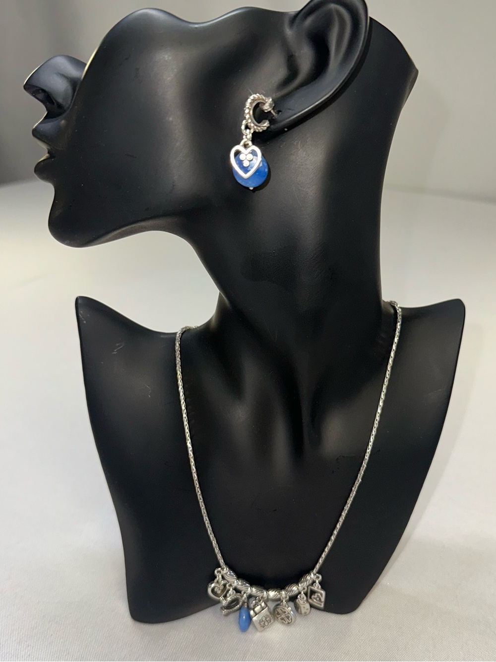 Brighton Fortune Lucky Charms Set Blue Gemstone Necklace Bracelet Earrings Rare
